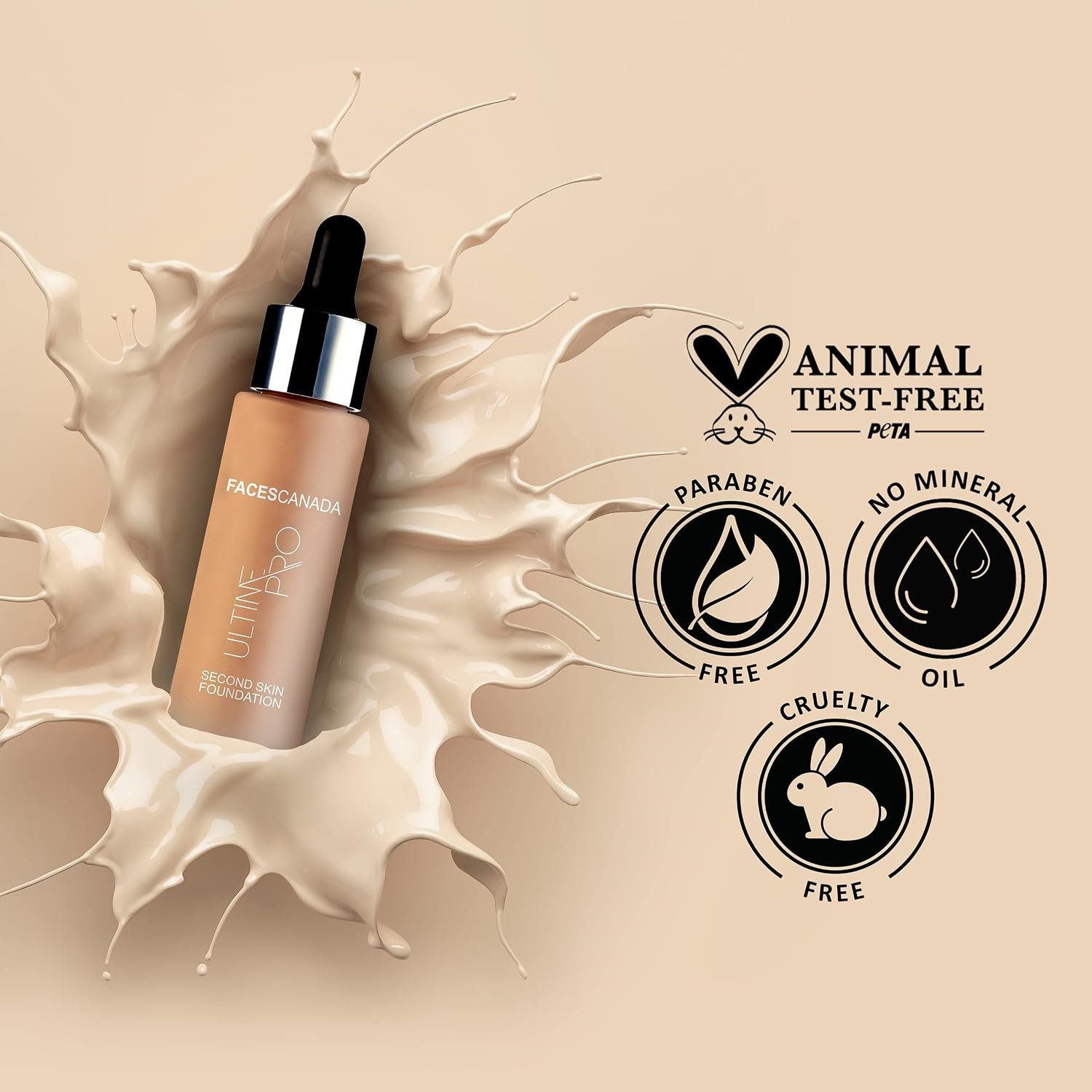 FACESCANADA Ultime Pro Second Skin Foundation - Beige 03, 30ml | Lightweight Anti-Ageing Serum Foundation | Medium To High Coverage | SPF 15 | Non-Oily thumbnail