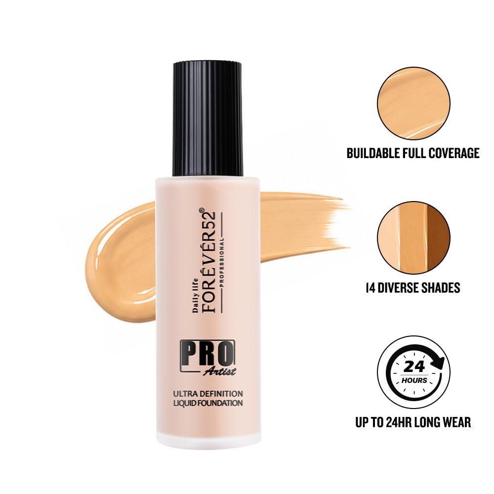 Daily Life Forever52 Pro Artist Ultra Definition Liquid Foundation | Long Lasting, Full Coverage, 24H, Waterproof & Sweatproof, Lightweight Hydrating, Oil-Free Formula - Milk Cake (60ML) thumbnail