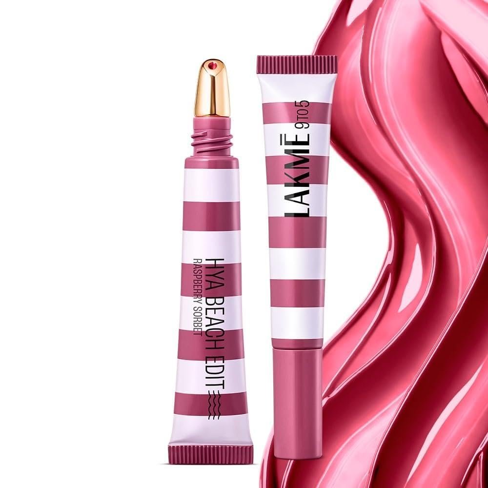 Lakme 9to5 Hya Beach Edit Lip Gloss Stain - 6 Raspberry Sorbet, Long Lasting Stain, For Soft and Nourished Lips, with Linoleic Acid & Hyaluronic Acid, SPF 15, Non-Sticky and Lightweight 10ml thumbnail