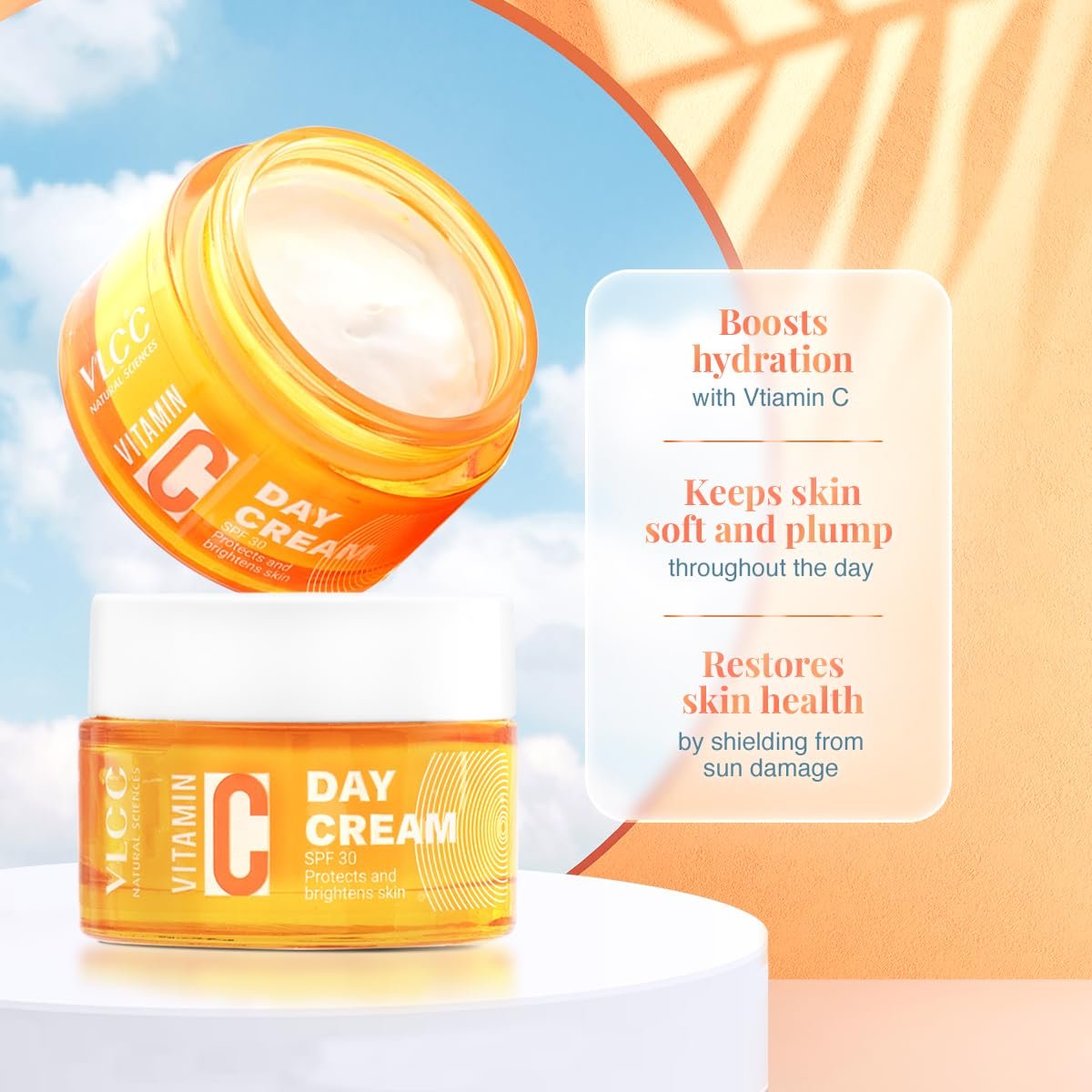 VLCC Vitamin C Day Cream SPF 30-50g - Protects, Boost Collagen, and Brightens Skin | With 15% Vitamin C, Vitamin E, Green Tea, and Mulberry Extracts. thumbnail