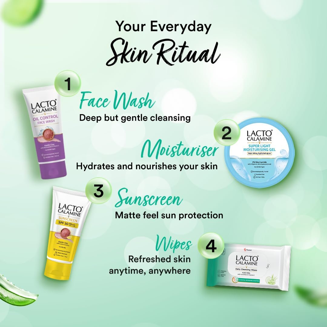 Lacto Calamine Daily Cleansing Face Wipes 25N Each - Pack of 3 | Makeup Remover Wipes | Wet Tissue for Face with Aloe Vera, Cucumber & Vitamin E | Wet Wipes for Women & Men | thumbnail