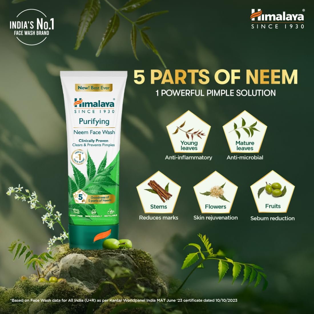 Himalaya Purifying Neem Face Wash|Clinically proven to fight against acne and pimples|Gently cleanses| For both men and women|100 ml thumbnail