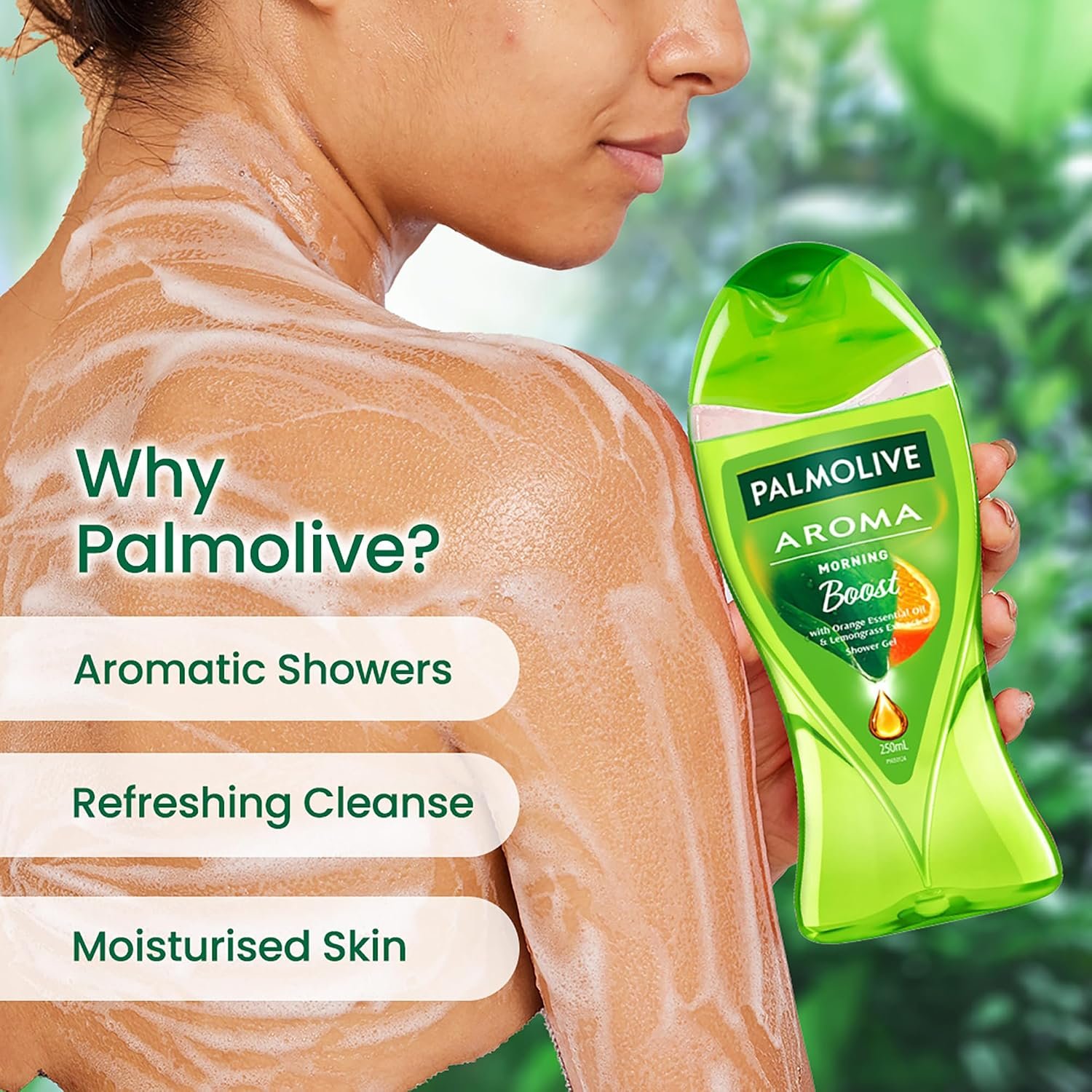 Palmolive Aroma Morning Tonic Body Wash, 250ml Shower Gel Single Bottle, 100% Natural Citrus Essential Oil & Lemongrass Extracts for a Smooth Skin, Green thumbnail