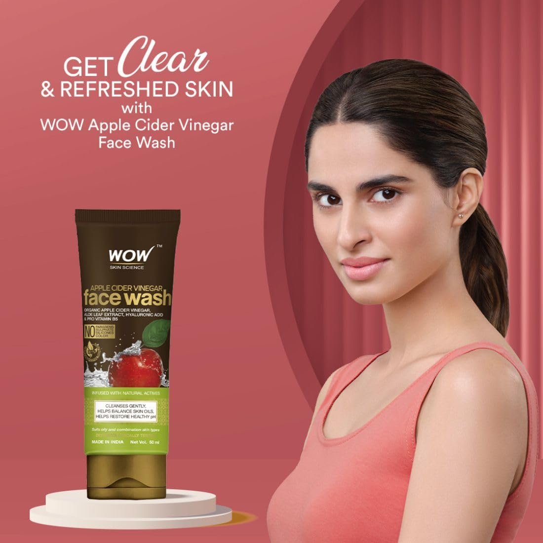 WOW Skin Science Apple Cider Vinegar Foaming Face Wash | Deep Cleansing | For Oily Skin | Fresh, Clear Skin | For Acne & Pimples | Paraben & Sulphates Free| Face Wash for Women & Men | 100 m thumbnail