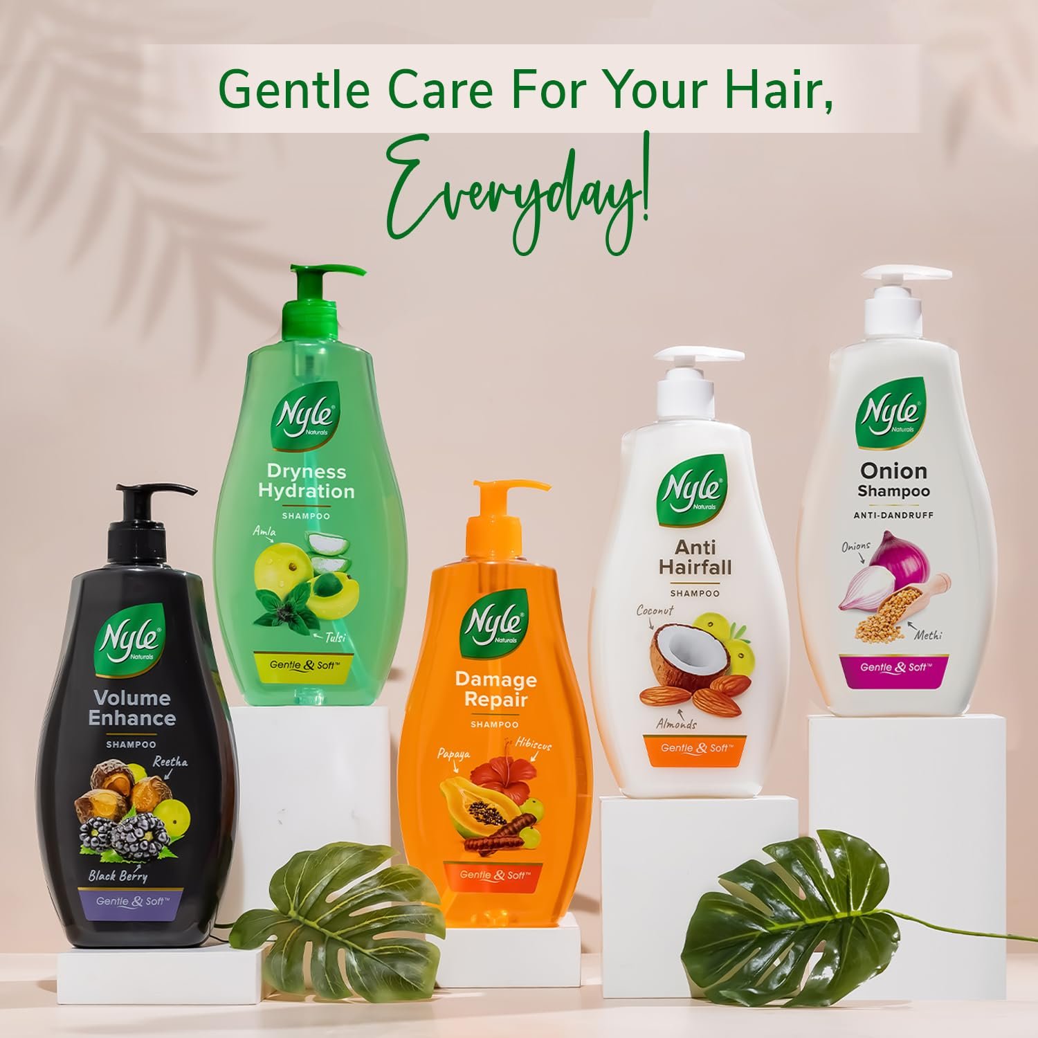 Nyle Naturals Onion Anti-Dandruff Shampoo, With Onion and Fenugreek, Gentle & Soft Shampoo, pH Balanced and Paraben Free, For Men and Women, 800ml thumbnail
