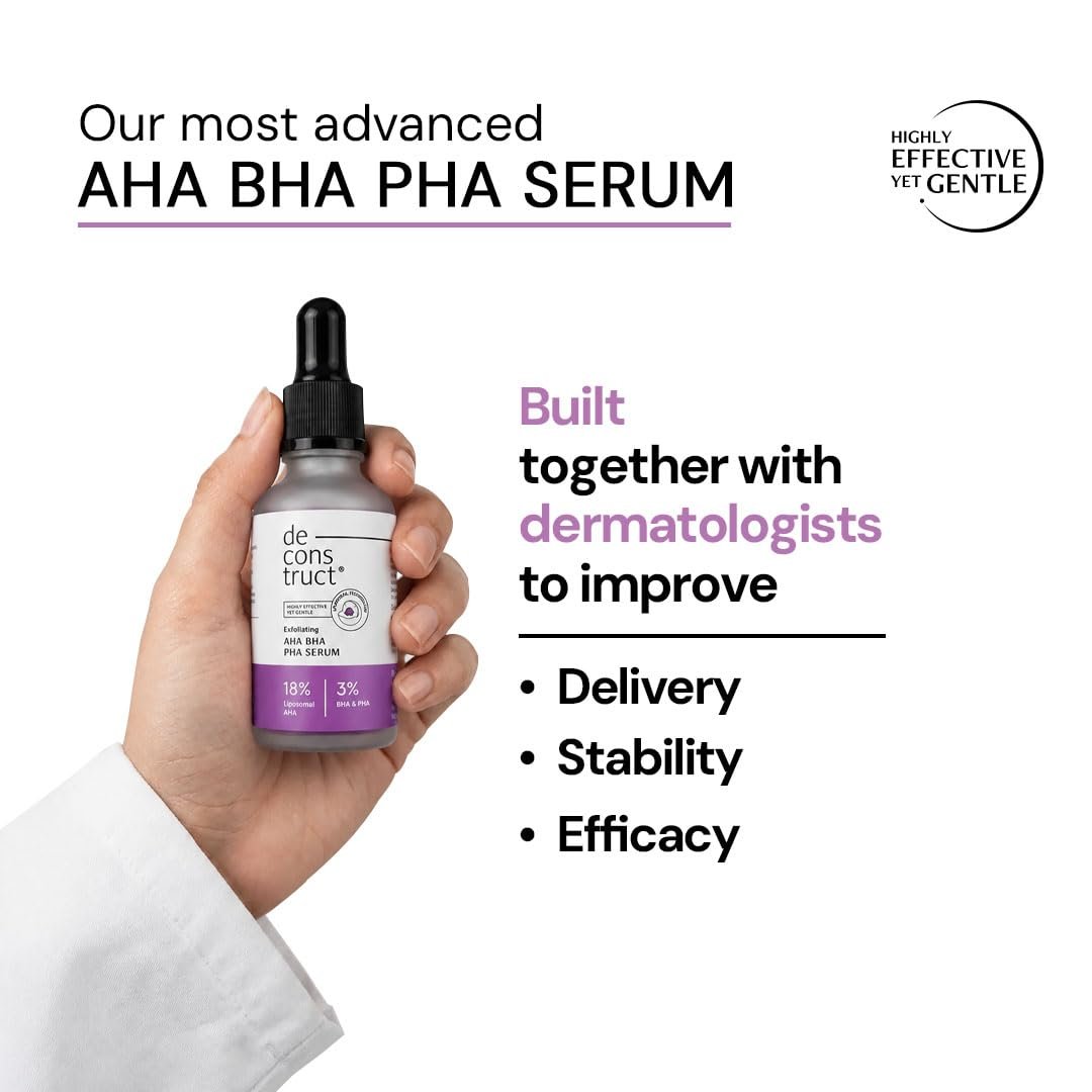 Deconstruct Exfoliating 18% AHA & 3% BHA PHA Serum for Face & Body with Liposomal Technology | Tan Removal, Clear & Glowing Skin for Weekend Exfoliation, Gentle Formula| thumbnail