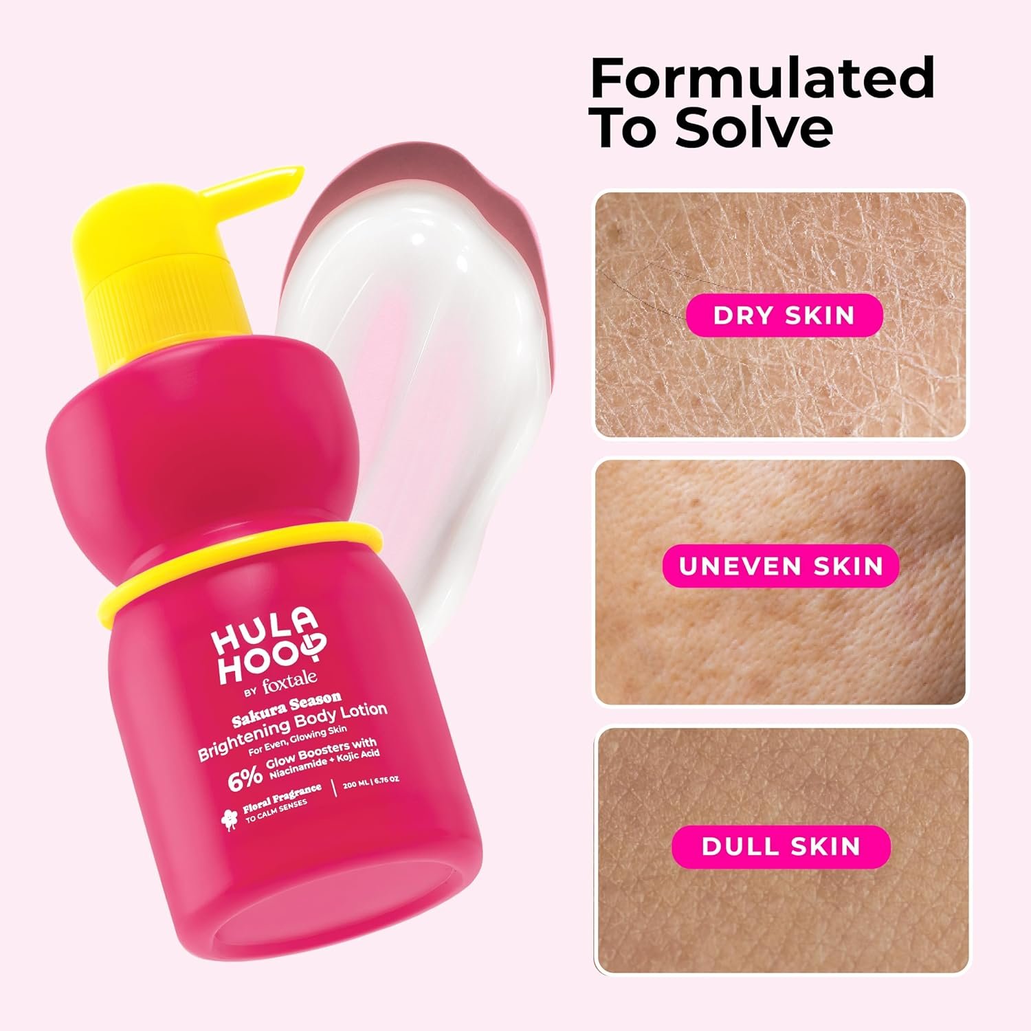 Hula Hoop Brightening Body Lotion by Foxtale| Niacinamide + Kojic Acid + SPF30 | Moisturizes, Brightens, & Even Tones Skin | Prevents Tanning & Sun Damage | Light & Grease-Free | 200ml thumbnail