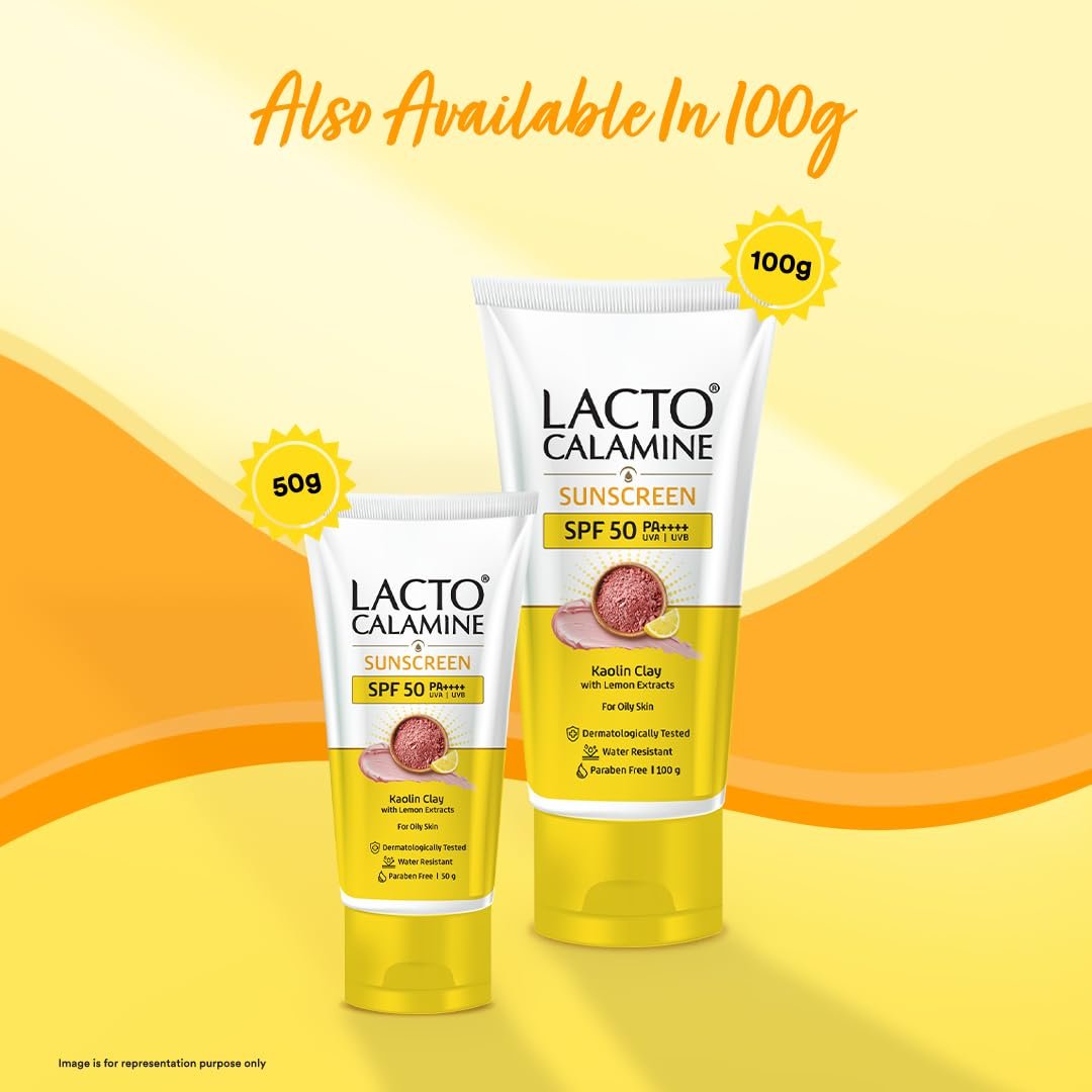 Lacto Calamine Light Weight Sunscreen SPF50 | PA++++ | Broad Spectrum Protect |For all skin types, Water Resistant, With Kaolin Clay & Lemon Extract, For Face & thumbnail