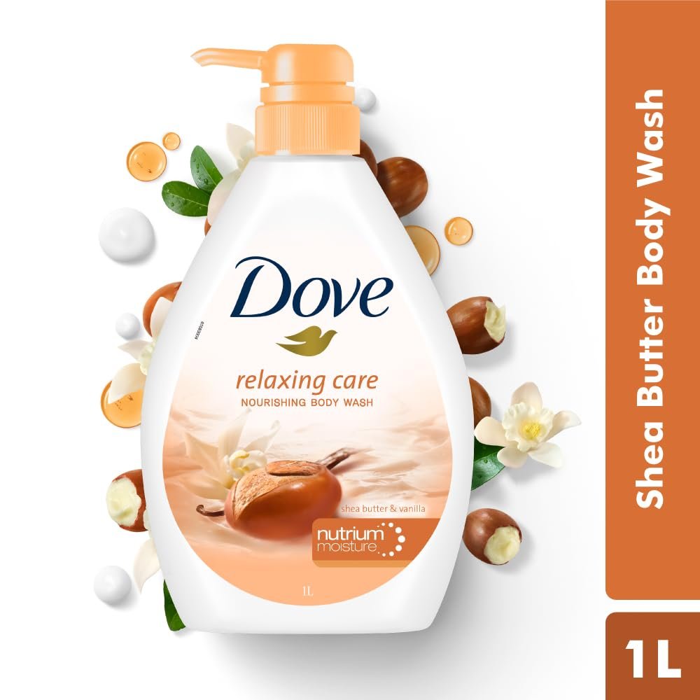 Dove Relaxing Shea Butter & Vanilla Body Wash – 1L | Nourishing Cleansing for Soft, Smooth & Replenished Skin with a Soothing Scent thumbnail