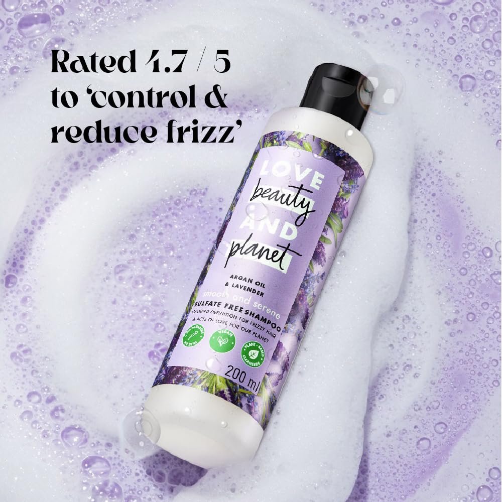 Love Beauty & Planet Argan Oil and Lavender Sulfate Free Smooth and Serene Shampoo|| No Parabens|| No Dyes|| 400ml thumbnail