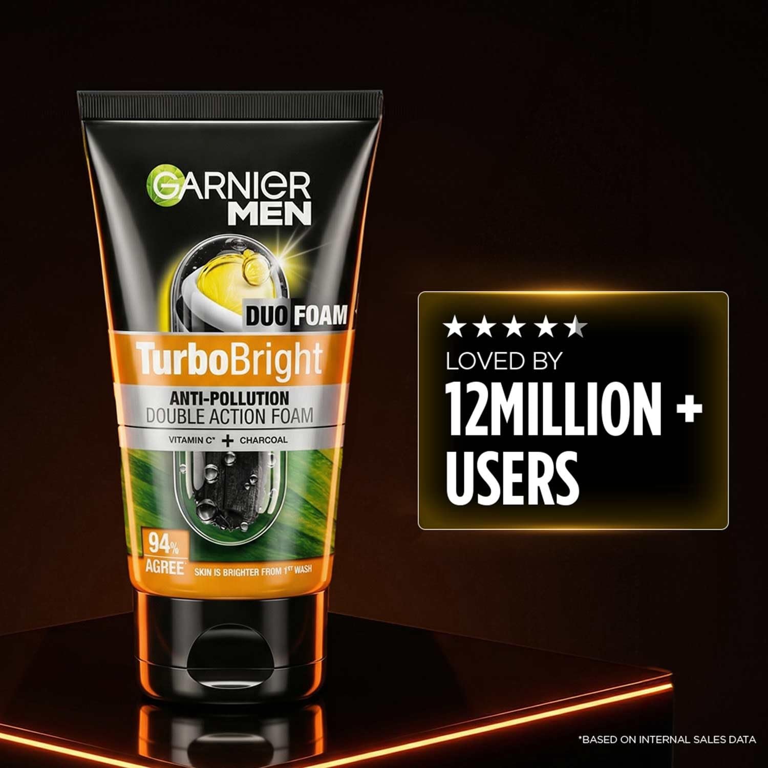 Garnier Men, Face Wash, Brightening & Anti-Pollution, TurboBright Double Action, 100 g thumbnail