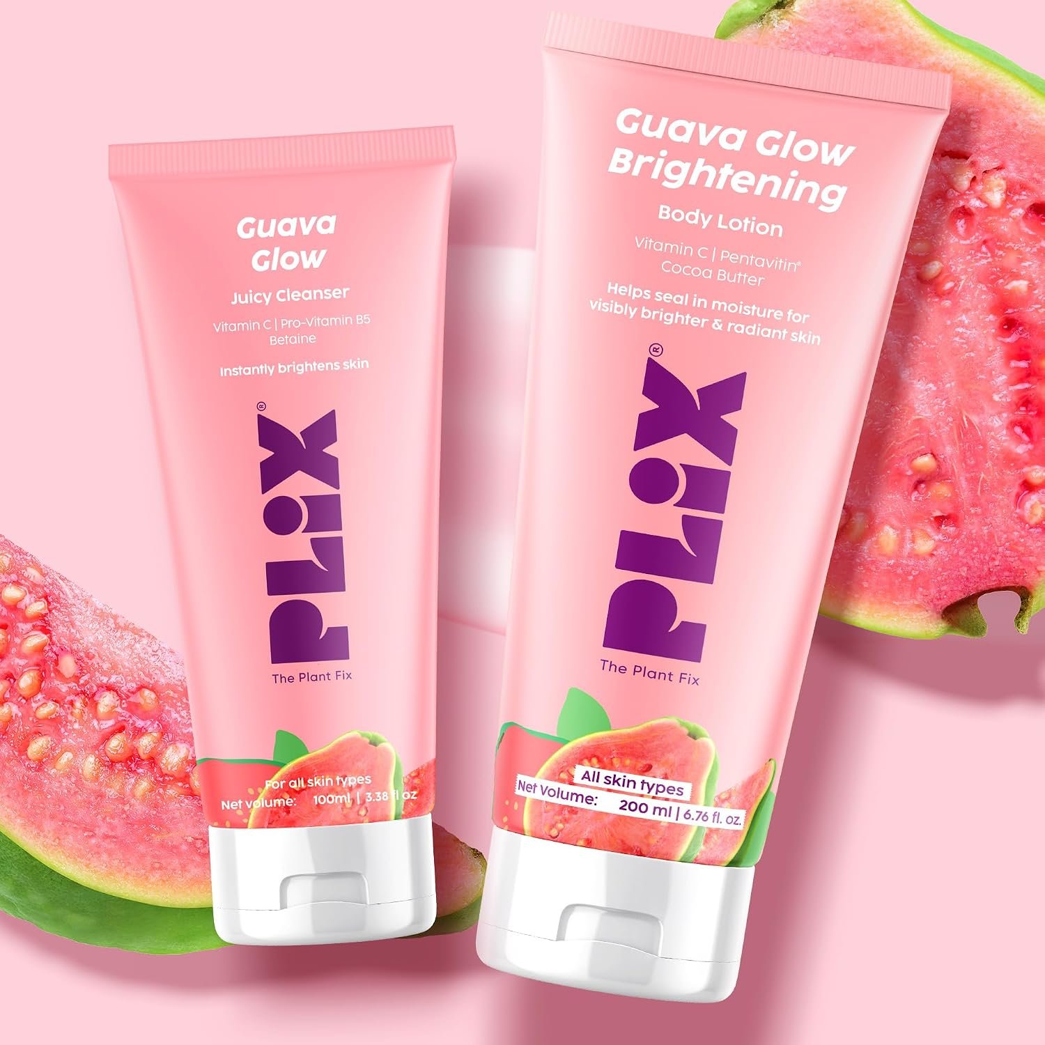 PLIX - THE PLANT FIX Guava Glow Brightening Body Lotion | Hydrates, Brightens & Evens Skin Tone | Vitamin C, Shea & Cocoa Butter | Lightweight Daily Care | 200 ml thumbnail