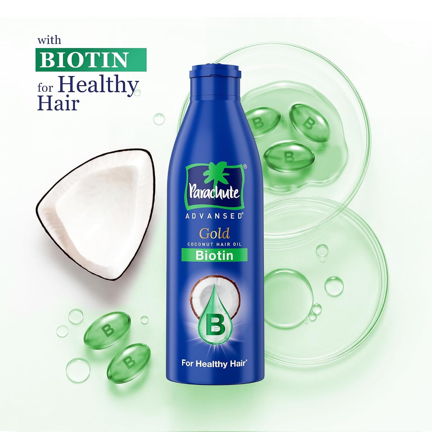 Parachute Advansed Gold Biotin & Coconut Hair Oil | Deep Nourishment for Fuller Hair| No Paraben or Silicone | 300ml thumbnail