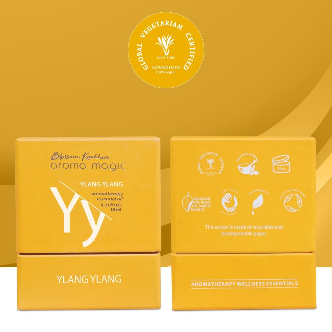 Aroma Magic Ylang Ylang Essential Oil – Pure Cananga Odorata for Energy, Skin & Hair Rejuvenation & Relaxation – 10ml thumbnail