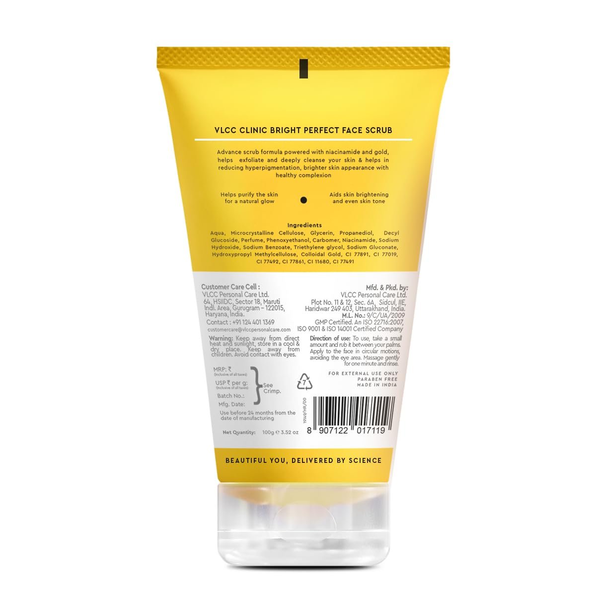 VLCC Clinic Bright Perfect Face Scrub - 100g | Mild Exfoliation | Brightening Face Scrub | Skin Brightening Scrub with 24K Gold Particles and Niacinamide thumbnail