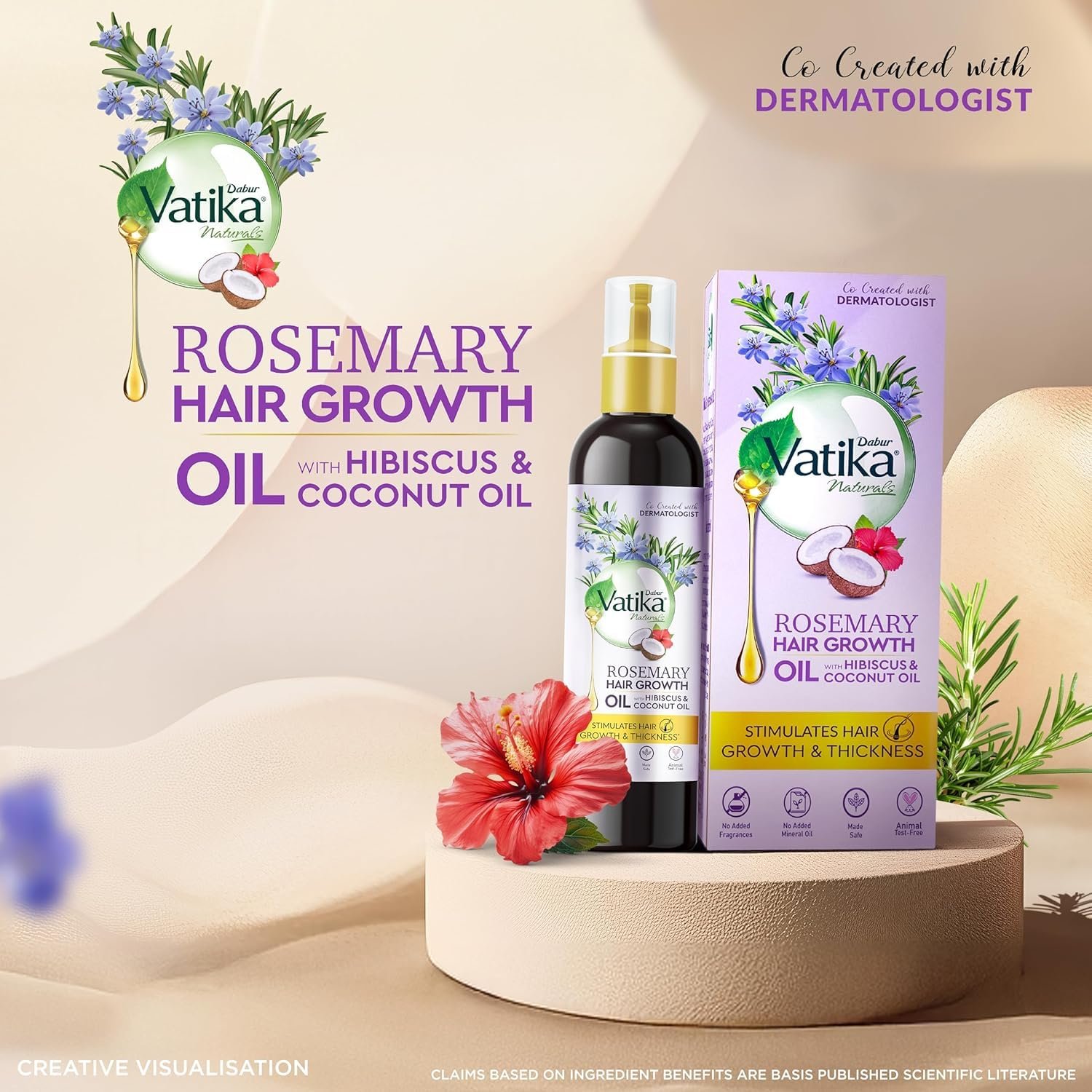 DABUR Vatika Rosemary Hair Growth Oil With Hibiscus & Coconut Oil - 100Ml | Stimulates Hair Growth And Thickness | Reduces Hair Fall | Co-Created With Dermatologist | thumbnail