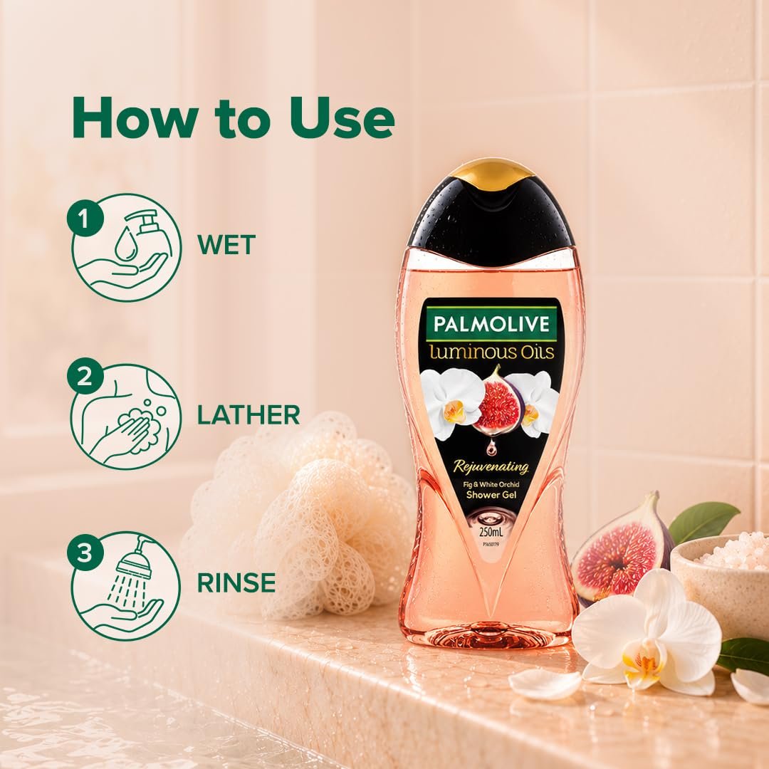 Palmolive Luminous Oil Rejuvenating Body Wash, 250ml, 100% Natural Fig Oil & White Orchid Extracts For Soft & Radiant Skin, PH Balanced Bodywash, Free Of Parabens And Silicones thumbnail