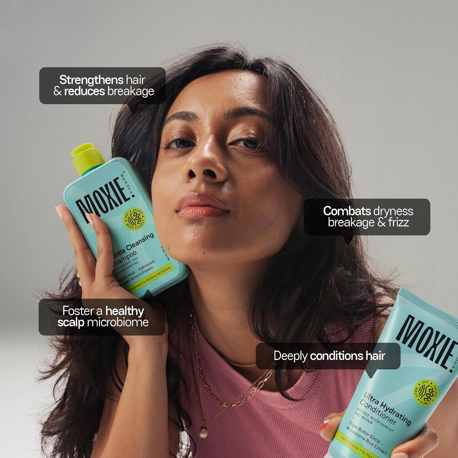 Moxie Beauty Shampoo and Conditioner | Rinse and Shine Duo 200 ml + 175 ml 1.5x stronger hair | Paraben & sulfate free | Gentle Cleansing Shampoo + Ultra Hydrating Conditioner thumbnail