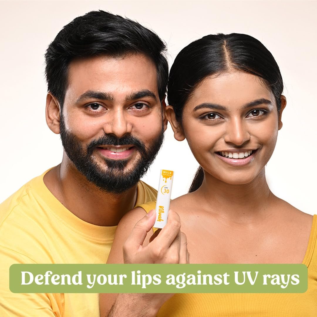 Vilvah Milk Lip Balm SPF 30 | Non-Tinted Lip Balm with Broad Spectrum UVA & UVB Protection | Intense Moisturisation & Barrier Repair | Mineral UV Filters, Soy Milk & Vitamin E | thumbnail