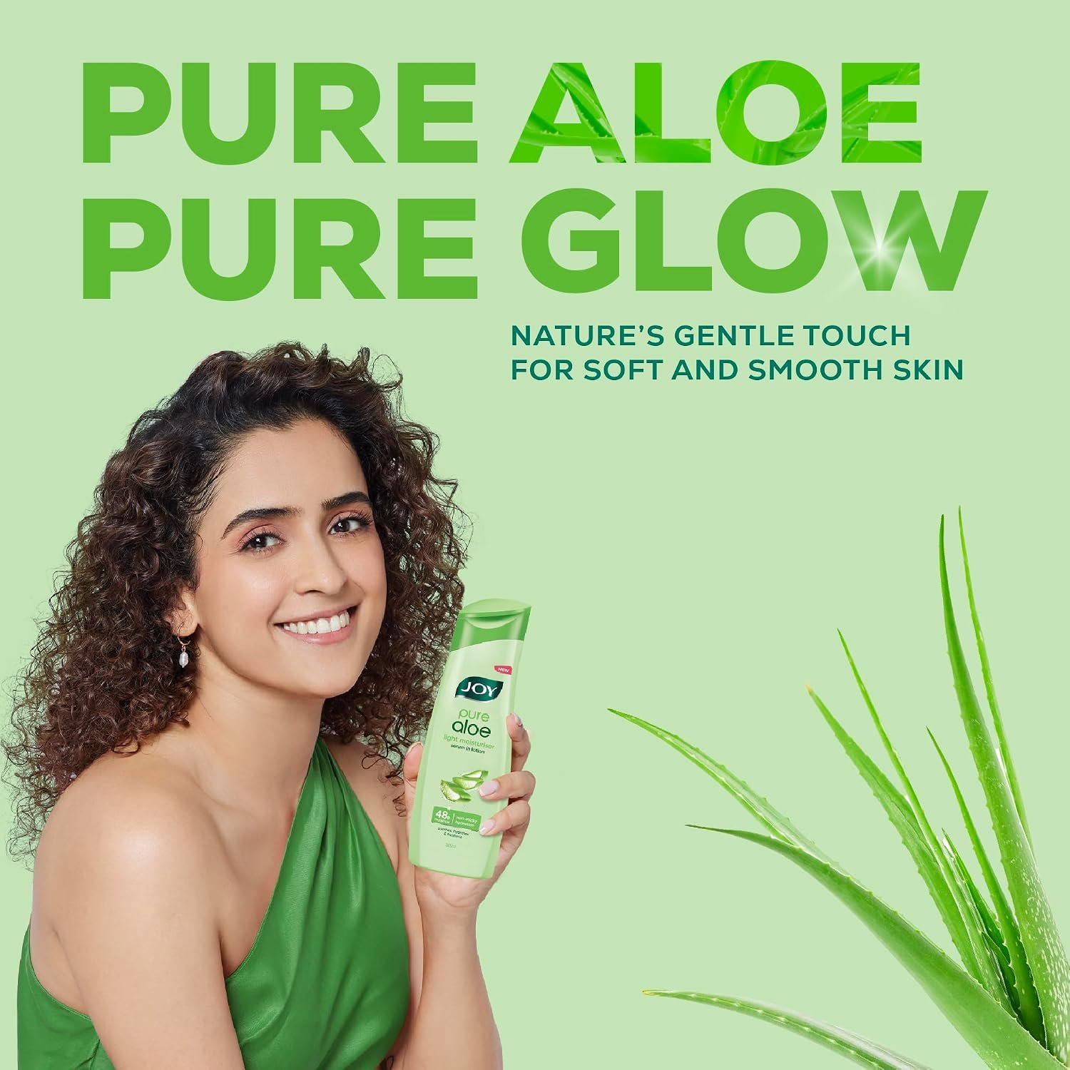 Joy Pure Aloe Light Moisturising Body Lotion 300ml | 48 Hour Moisture | Soothes, Hydrates & Freshens | Ideal for Winter | For All Skin Types | Lightweight, Non Sticky & Non Greasy thumbnail