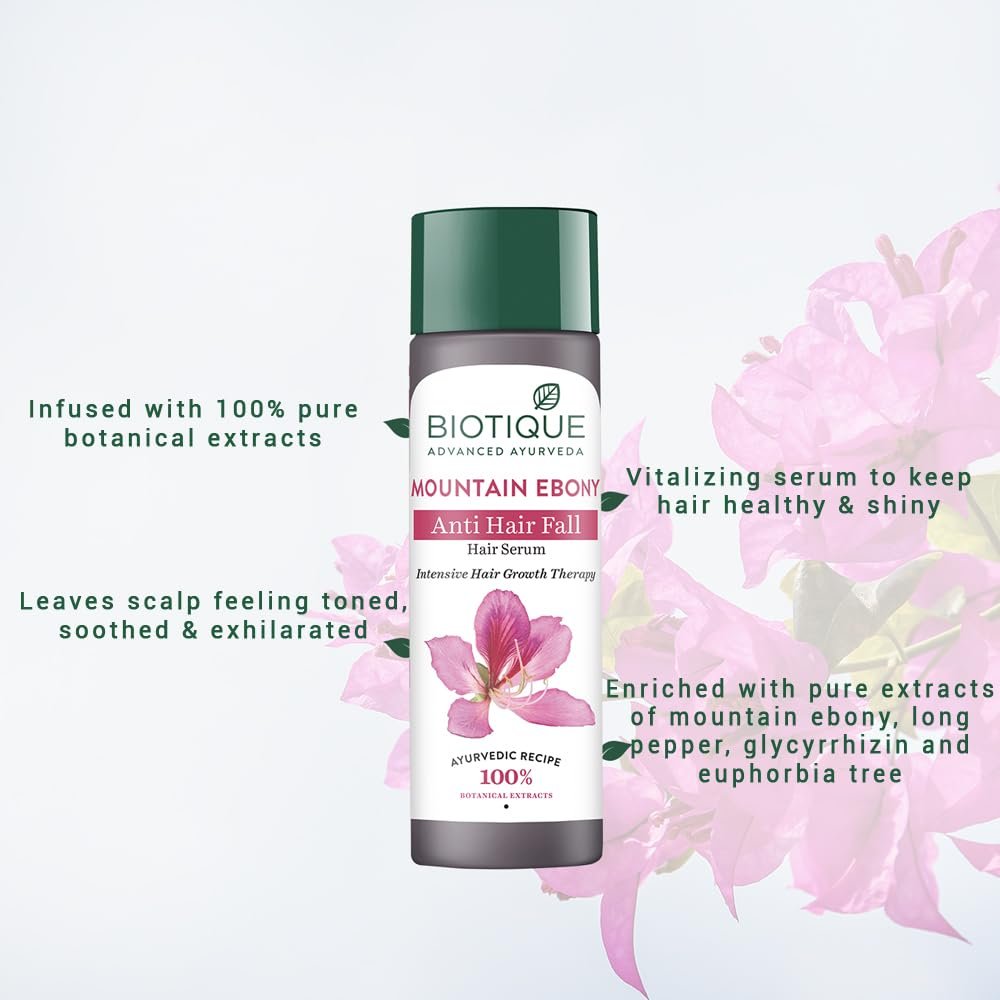 Biotique Bio Mountain Ebony Vitalizing Serum | Prevents Hair Fall & Soothes Scalp| Promotes Hair Growth | 100% Botanical Extracts | Suitable for All Skin Types | 120ml thumbnail