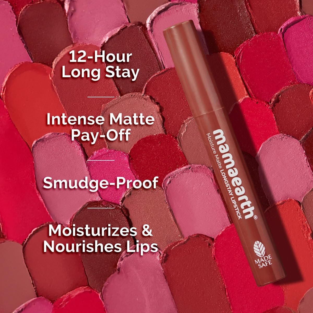 Mamaearth Moisture Matte Longstay Lipstick with Avocado Oil & Vitamin E for 12 Hour Long Stay - 2 g (Peach Nude) thumbnail
