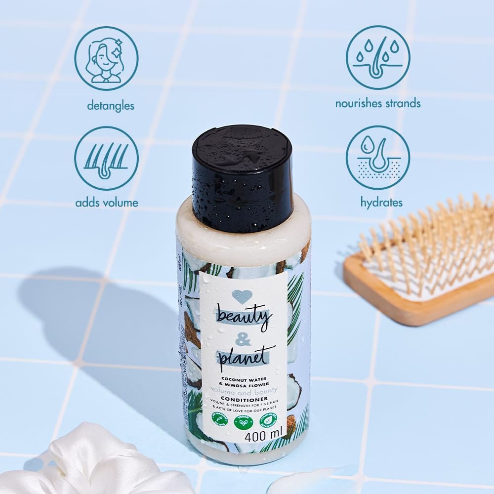 Love Beauty & Planet Coconut Water and Mimosa Flower Volume and Bounty Conditioner|| No Parabens|| No Dyes|| 100% Organic Coconut Oil|| 400ml thumbnail