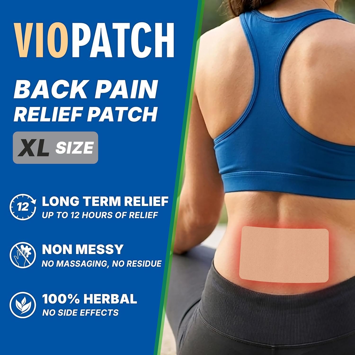 Viopatch Back Pain Relief Patch XL - Pack of 5 Extra Large Patches | Instant & Long Lasting Relief from Lower or Upper Back Pain | Natural | No Side Effects thumbnail