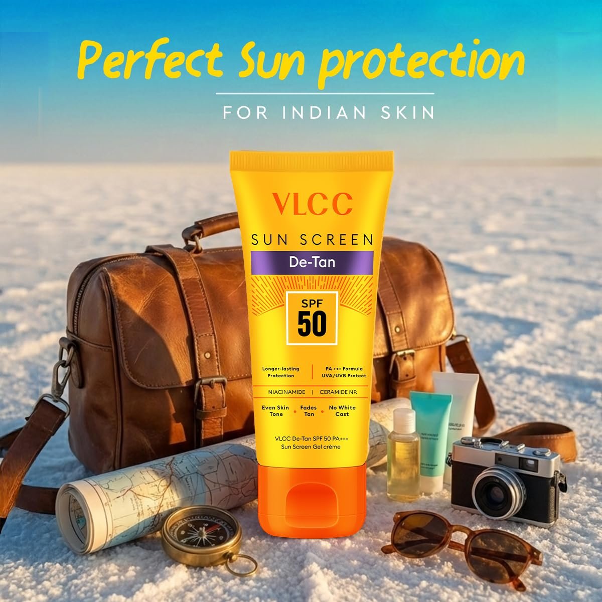 VLCC De-Tan SPF 50 PA+++ Sunscreen Gel Crème- 50g - Detans, Enhances Glow, Protects from UVA, UVB Rays, Help Reduce Dark Patches. thumbnail