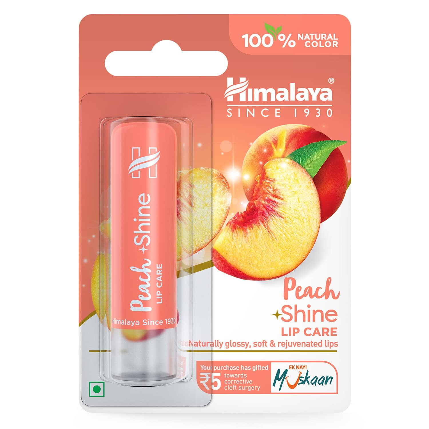 Himalaya Peach Shine Lip Care – 10ml | Moisturizing Lip Care for Soft, Smooth & Naturally Shiny Lips