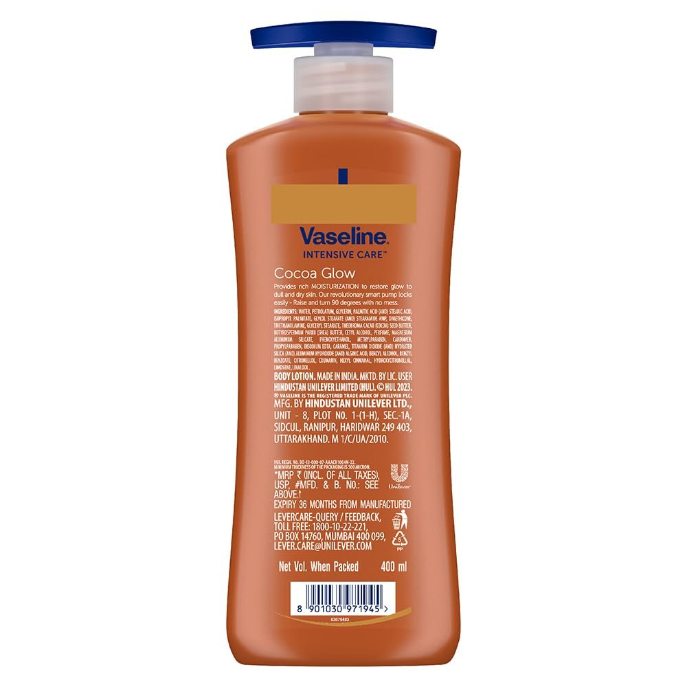 Vaseline Cocoa Glow Serum In Lotion, 400 ml | 100% Pure Cocoa & Shea Butter for Glowing & Soft Skin thumbnail