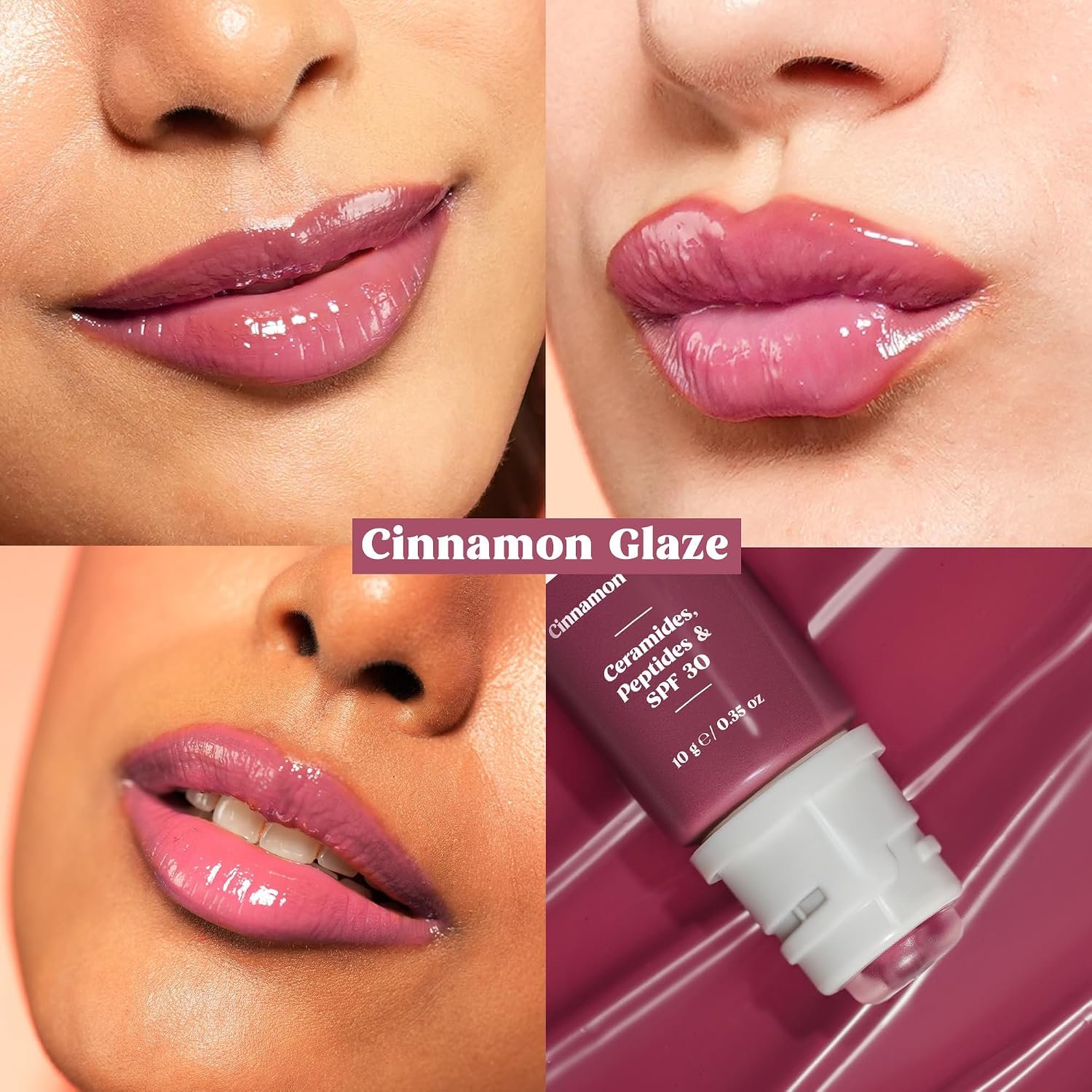 RENEE Juicy Fix Tinted Lip Balm- Cinnamon Glaze | Shiny, Glossy Finish | Protects Lips With SPF 30 | Repairs & Nourishes Dry, Flaky Lips | With Peptides, Ceramides & Hyaluronic Acid | 10 g thumbnail