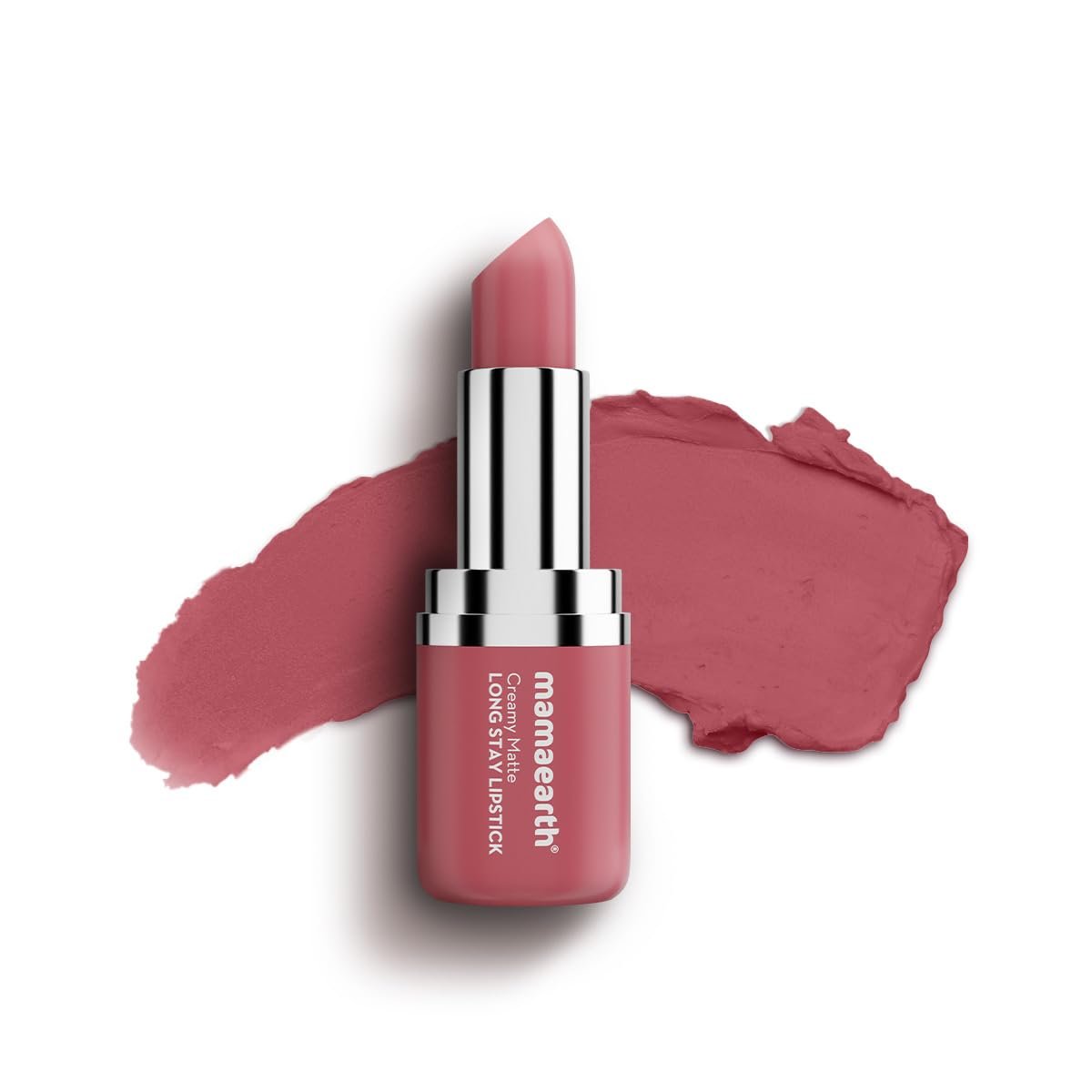 Mamaearth Creamy Matte Long Stay Lipstick with Murumuru Butter and Vitamin E for 8-Hour Long Stay 4.2g (Rose Nude)