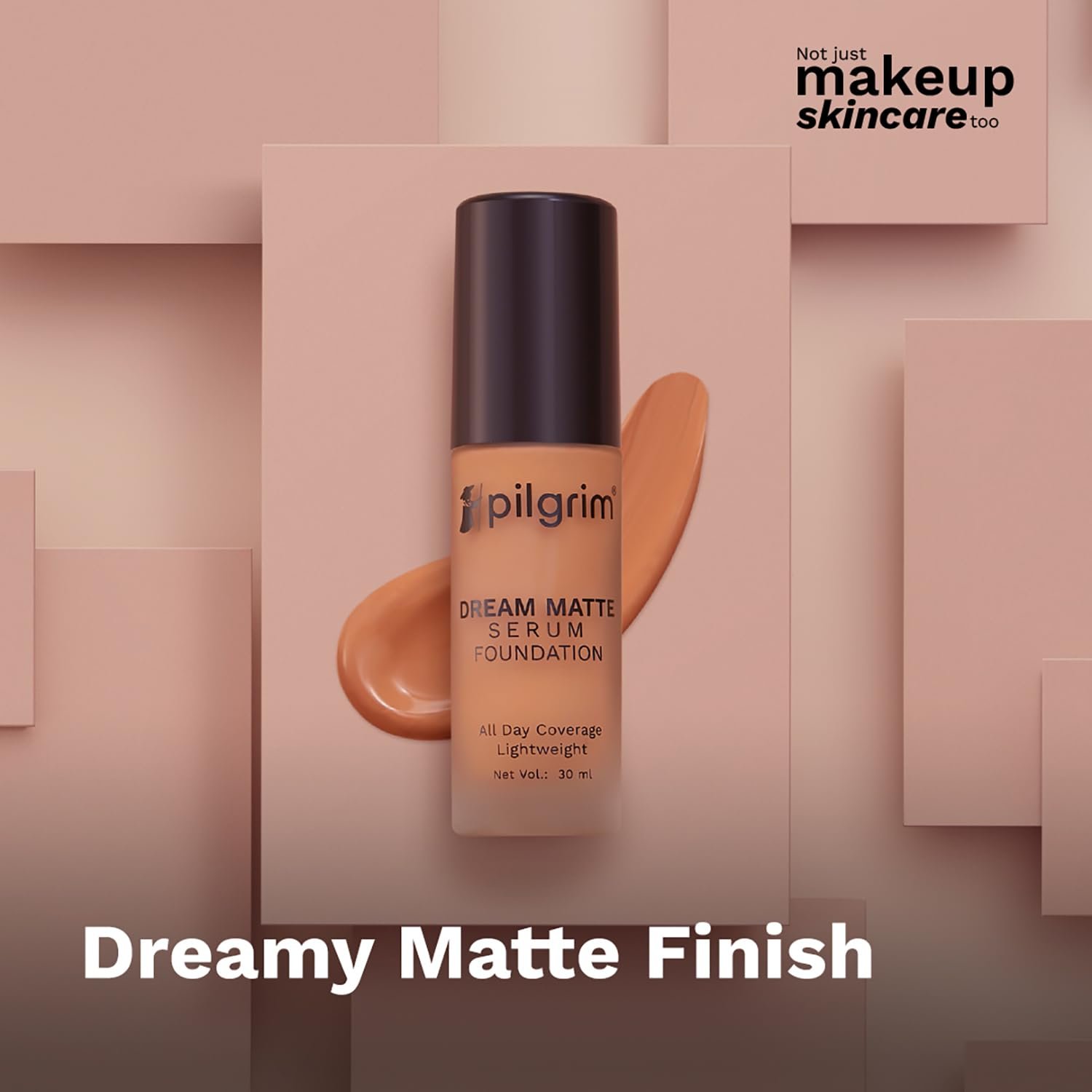 Pilgrim Medium Rich Caramel Serum Liquid Foundation, Matte & Poreless,30 ml |Foundation for face make up infused |Water-Resistant,All Day Coverage| All Skin Types thumbnail