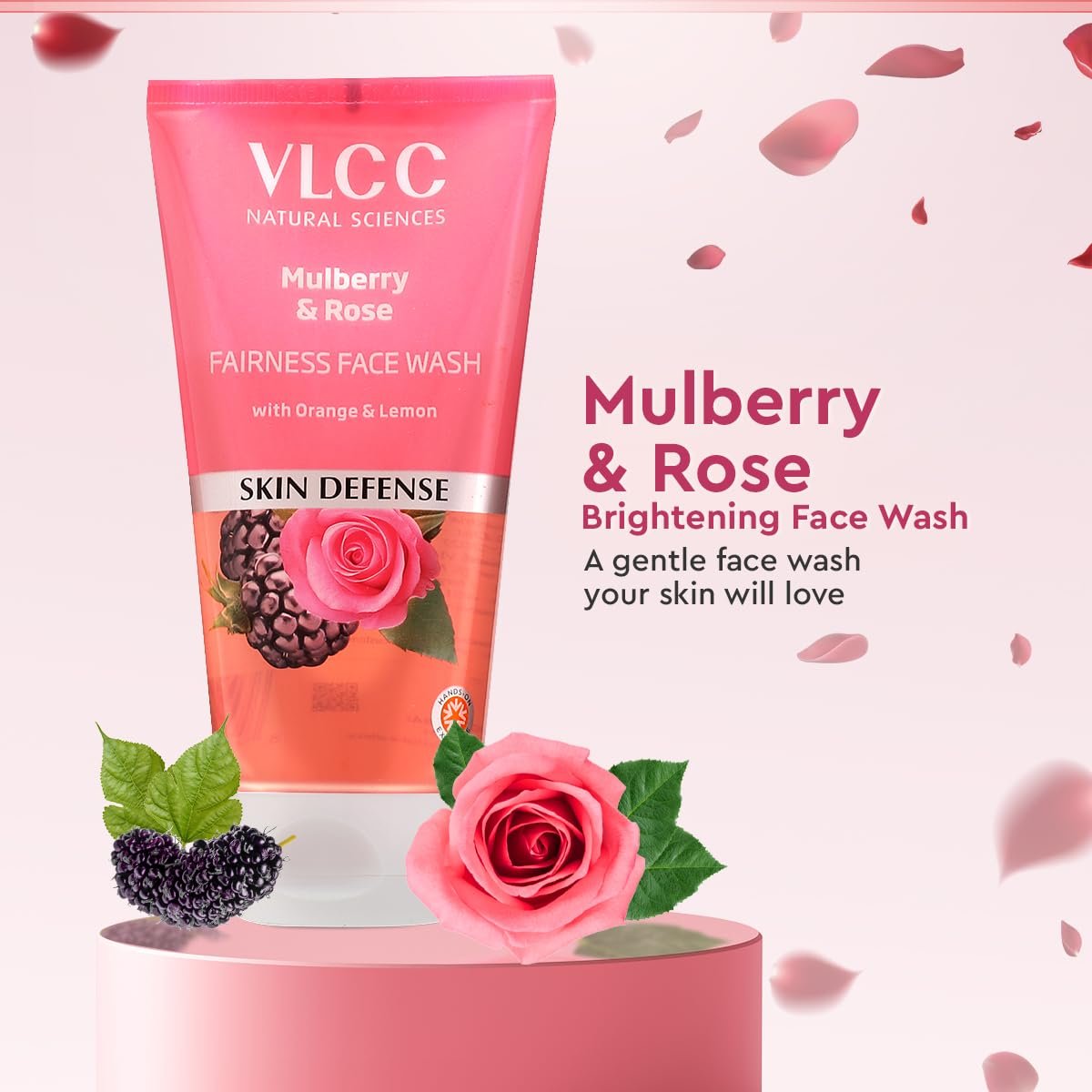 VLCC Mulberry & Rose Face Wash for Radiant Glow, Enriched with Rose, Mulberry, Orange & Lemon Peel Extracts for Fresh & Clear Skin, 150ml Each (Pack of 2) thumbnail