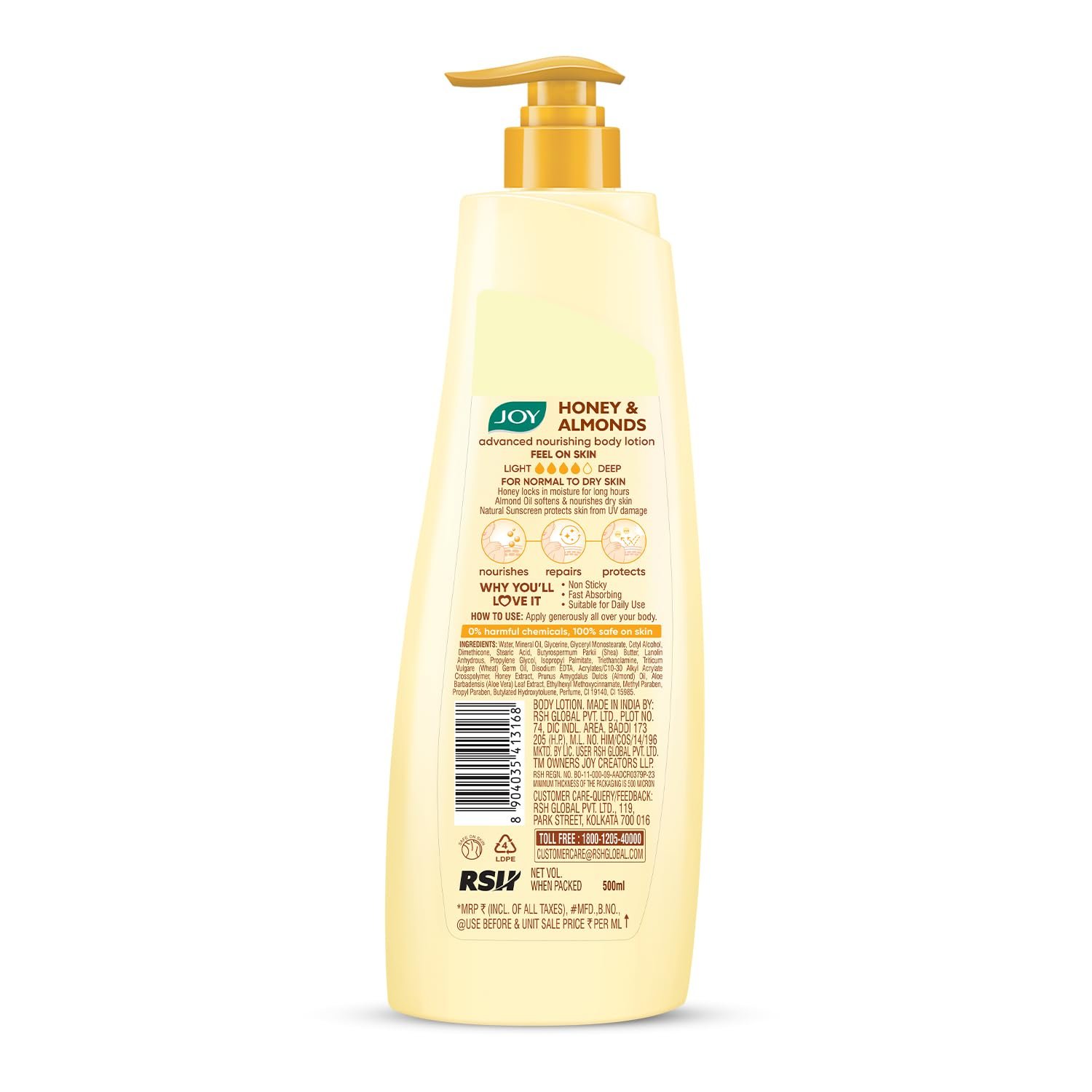 Joy Honey & Almonds Advanced Nourishing Lightweight Winter Body Lotion 500ml | Enriched With Shea Butter | Natural Sunscreen Filters | Suitable for Normal to Dry Skin thumbnail