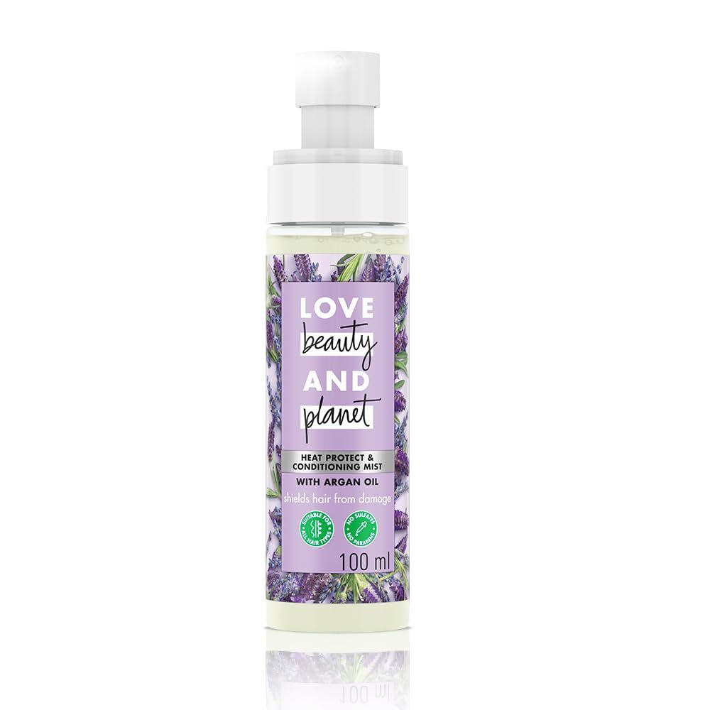 Love Beauty & Planet Argan Oil Heat Protect & Conditioning Mist | Sulfate-Free & Paraben-Free Hair Mist for Heat Protection, Smoothness & Frizz Control | 100ml