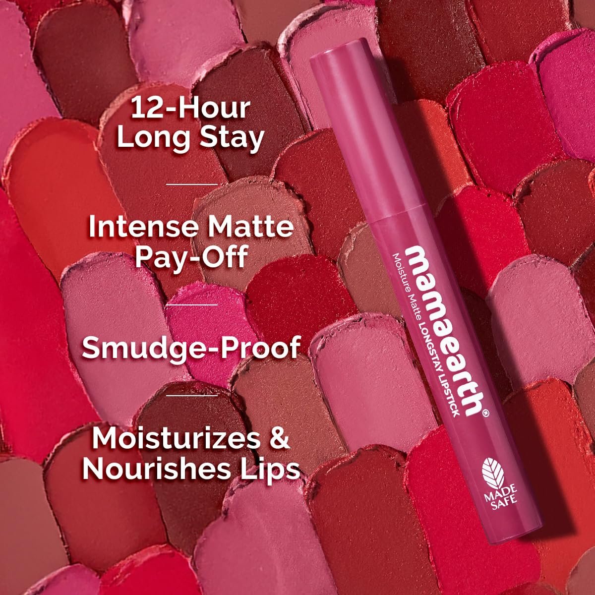 Mamaearth Moisture Matte Longstay Lipstick With Avocado Oil & Vitamin E For 12 Hour Long Stay- 10 Pink Lemonade - 2G thumbnail