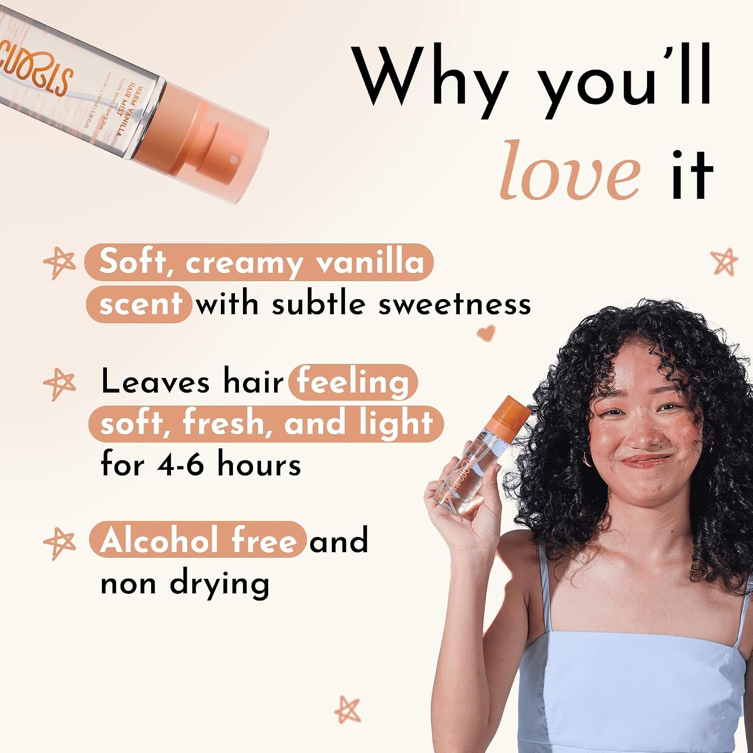 Fix My Curls Hair Mist | Warm Vanilla, Brown Sugar, Vanilla, Musk 100ml A warm and sweet fragrance with notes of vanilla, brown sugar and musk. thumbnail