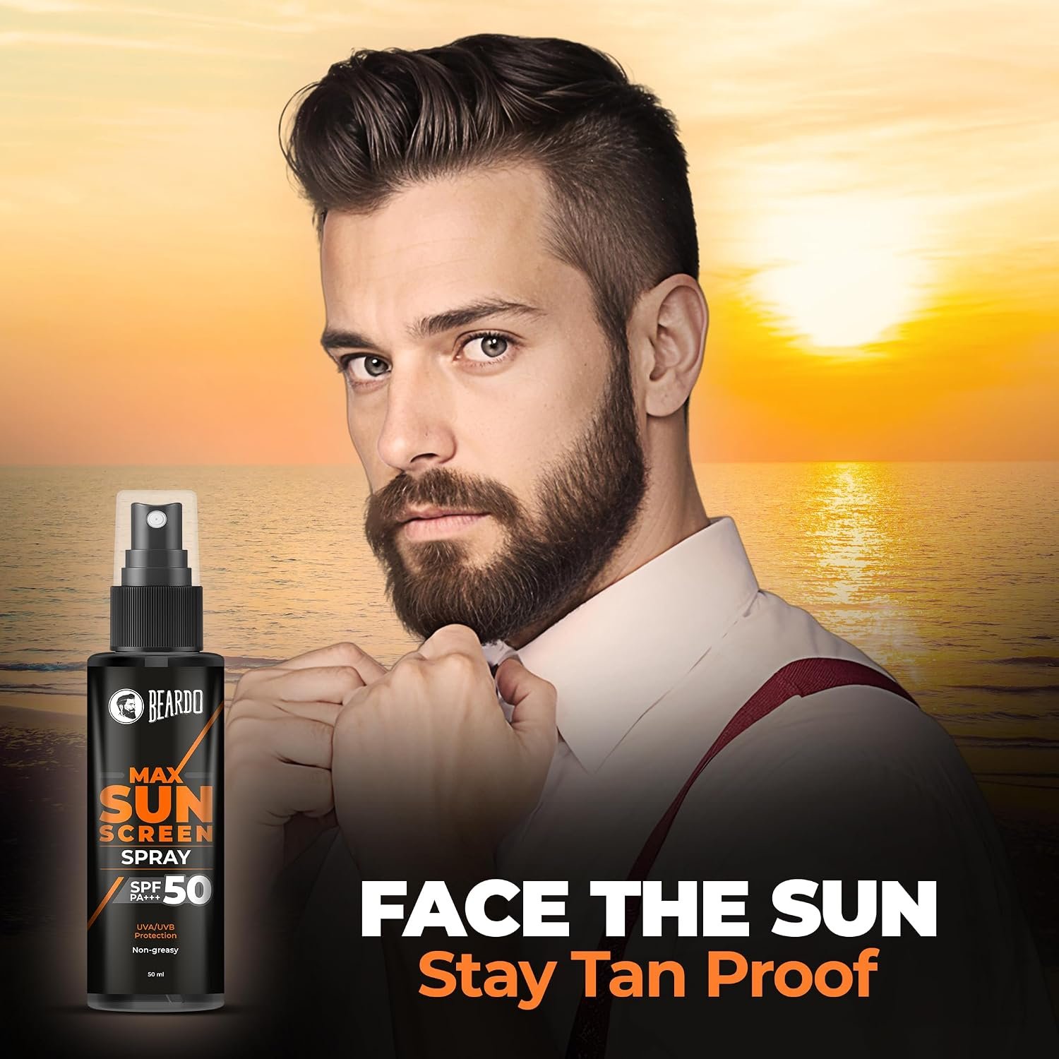 Beardo Max Sunscreen SPF 50 & PA+++ Spray for Men | For UVA UVB Protection | 50ml thumbnail