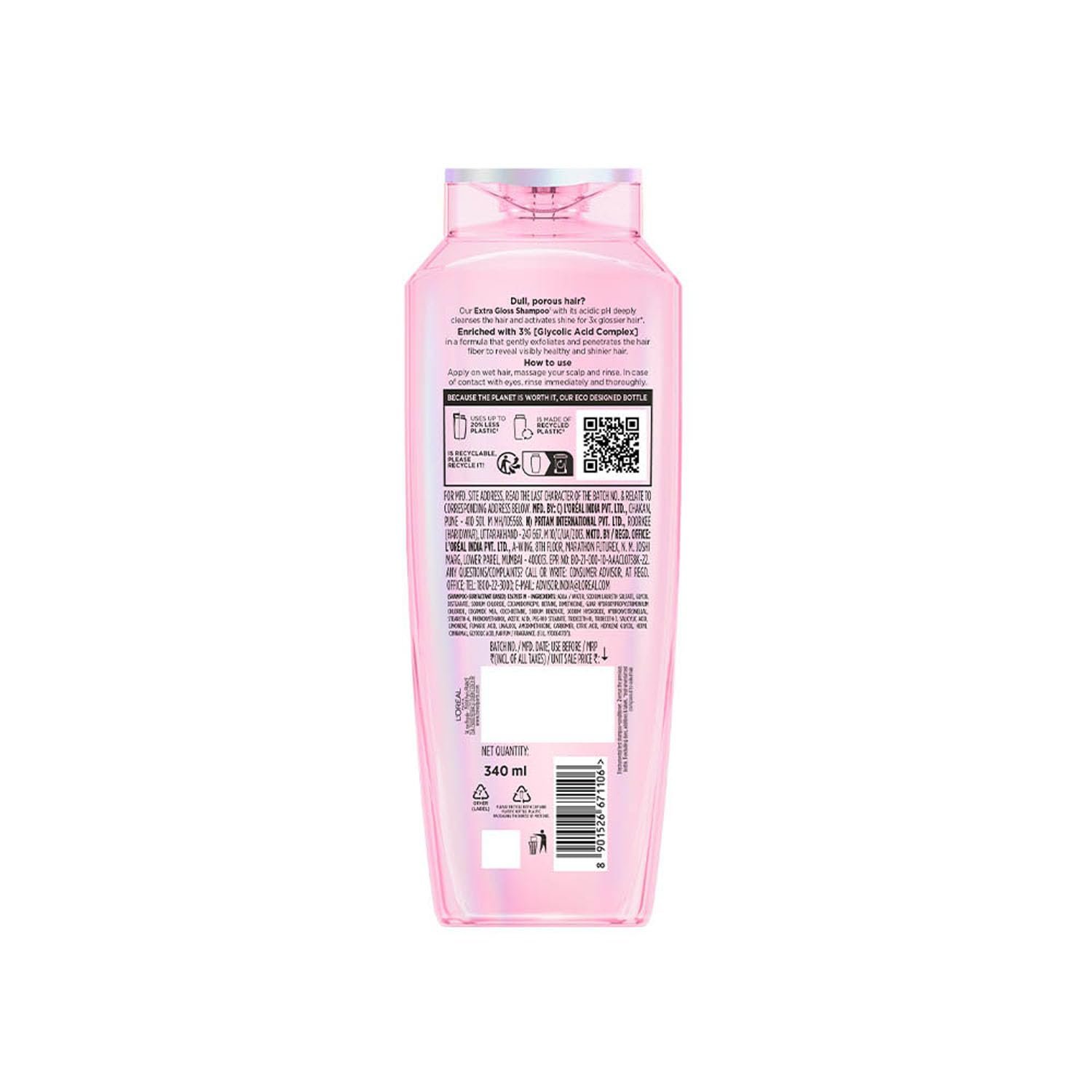 L'Oréal Paris Glycolic Gloss Shine Boosting Shampoo, 340ml thumbnail