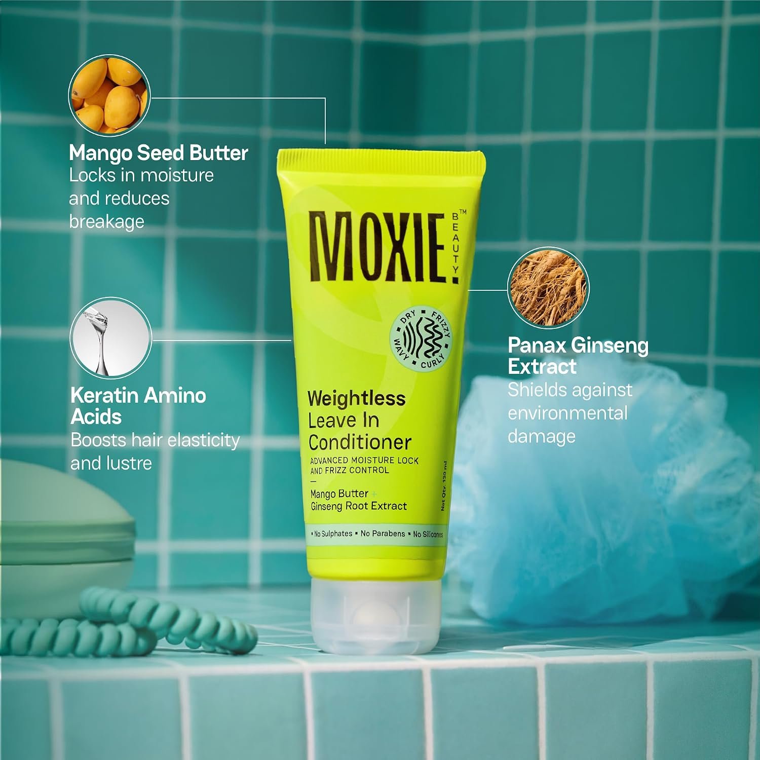 Moxie Beauty Weightless Leave In Conditioner Mango Butter Ginseng |120ml 94% moisture retention | Made with mango butter & ginseng root extract | For soft, smooth, hydrated hair thumbnail