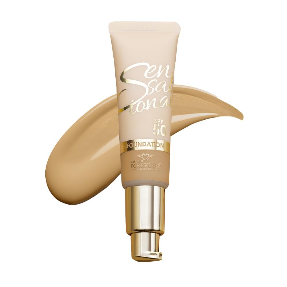 Daily Life Forever52 Sensational SPF 50+ Foundation (Icon-08,30ml)| Enriched with Hyalorinic Acid and Niacinamide|Long-lasting Hydrating, Smooth Finish