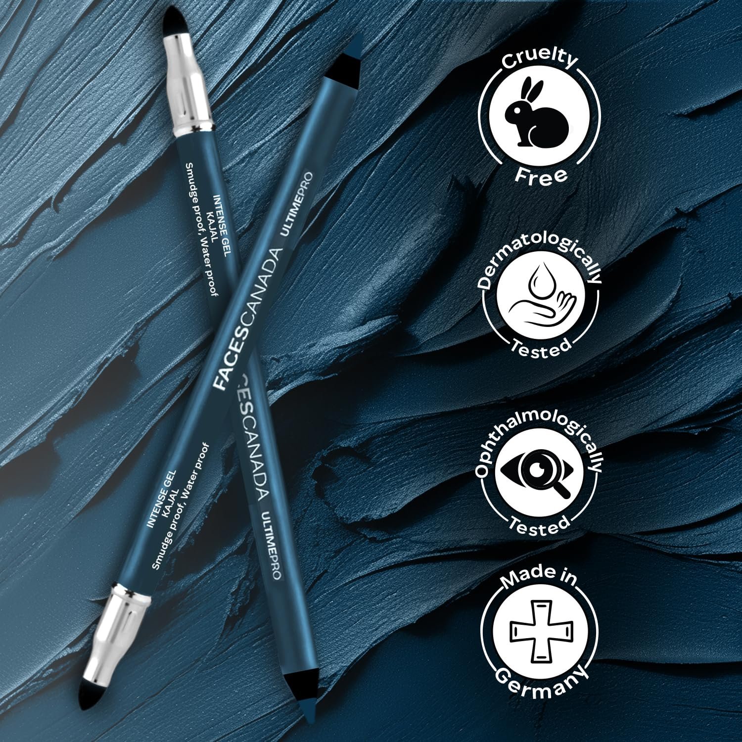 ACES CANADA Ultime Pro Intense Gel Kajal With Smudger & Sharpener - Blue, 1.2 g | 24 Hr Long Stay | Waterproof & Smudgeproof | One Swipe Smooth Application | 3-in-1 Kajal, Eyeliner, Smokey E thumbnail