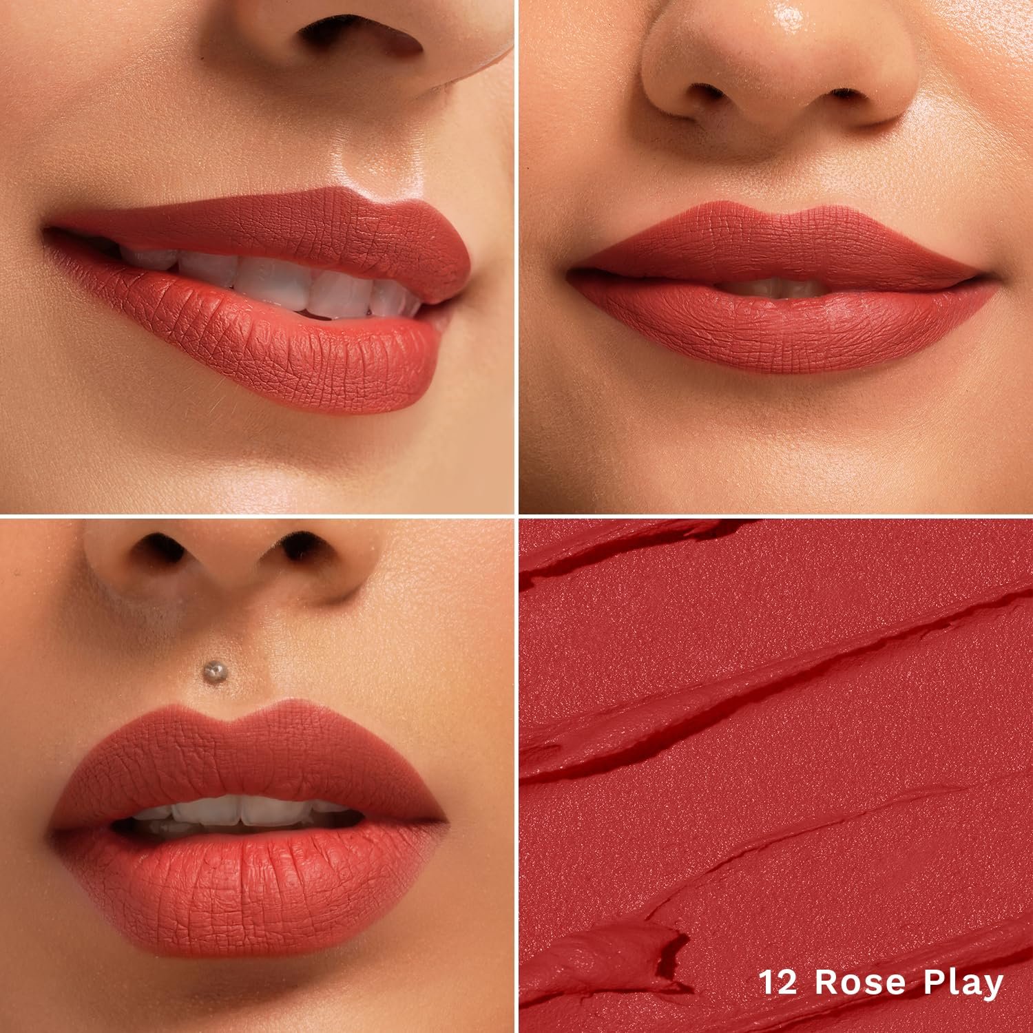 Pilgrim Long Lasting Crayon Lipstick | Intense Matte Finish | Waterproof & Lightweight | Highly Pigmented & Enriched With Ceramides & Mango Seed Oil (Rose Play-12) thumbnail