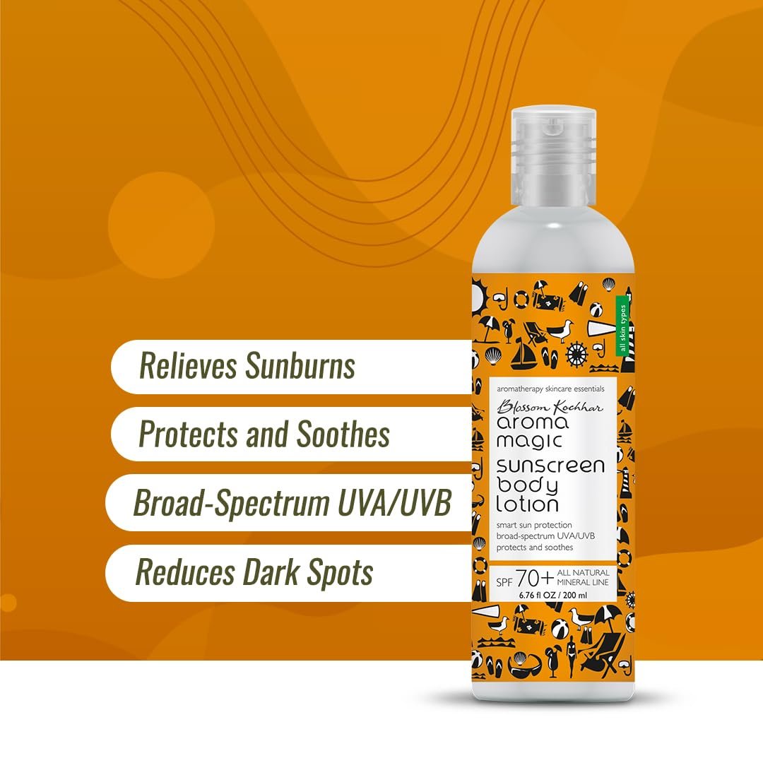 Aroma Magic Sunscreen SPF 70+ Body & Face Lotion Offers broad-spectrum UVA/UVB protection & relieves sunburns | with Zinc Oxide & Pro-Vitamin B5 (All skin types) 200ml thumbnail