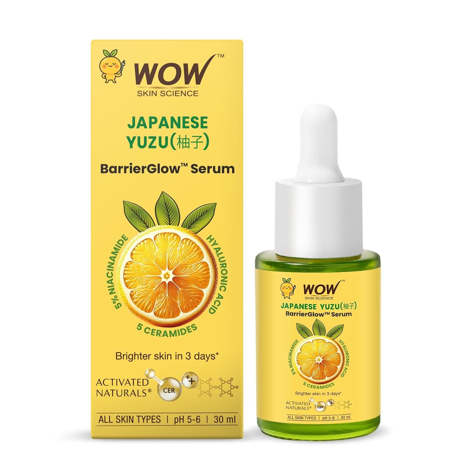 WOW Skin Science Vitamin C Serum | Face Serum with Niacinamide | Japanese Yuzu BarrierGlow™ | 10% Sodium Ascorbyl Phosphate, 5 Ceramides & Hyaluronic Acid | 30ml