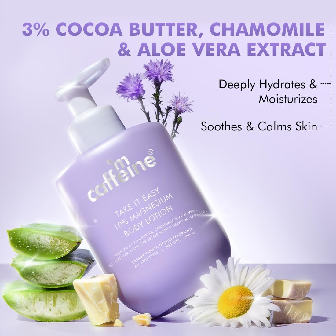 mCaffeine 10% Magnesium Body Lotion 300ml | Stress-Relief & Better Sleep | Mild Vanilla Orchid Fragrance Calms & Soothes |  Deep Moisturization Bodylotion for Men & Women | thumbnail