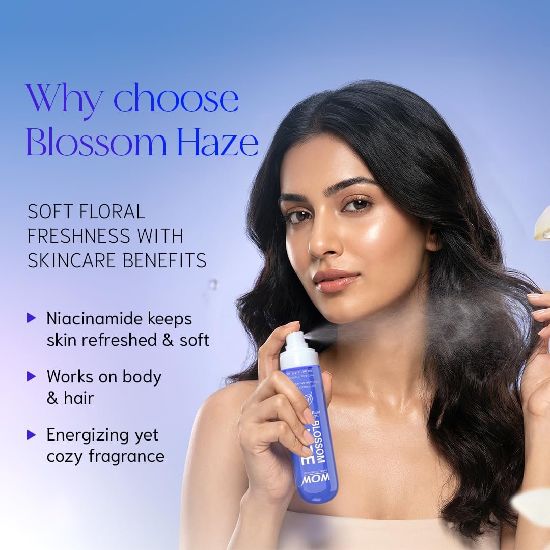 WOW Skin Science Blossom Haze Unisex Body & Hair Perfume Mist | Skin-Close Floral Musk Fragrance with Niacinamide | Lightweight, Long-Lasting Mist for Men & Women | 100ML thumbnail