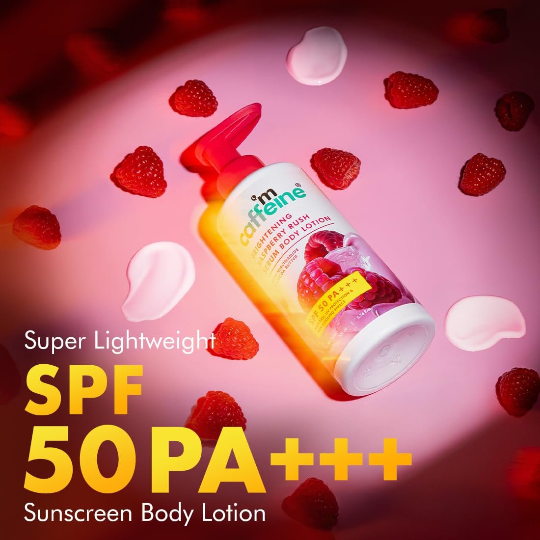 mCaffeine SPF 50 PA+++ Body & Brightening Sunscreen Lotion 200ml | Instant Cooling & De-Tan with Vitamin C & Niacinamide | Deep Hydrating Moisturizer for Summer & Dry Skin | thumbnail